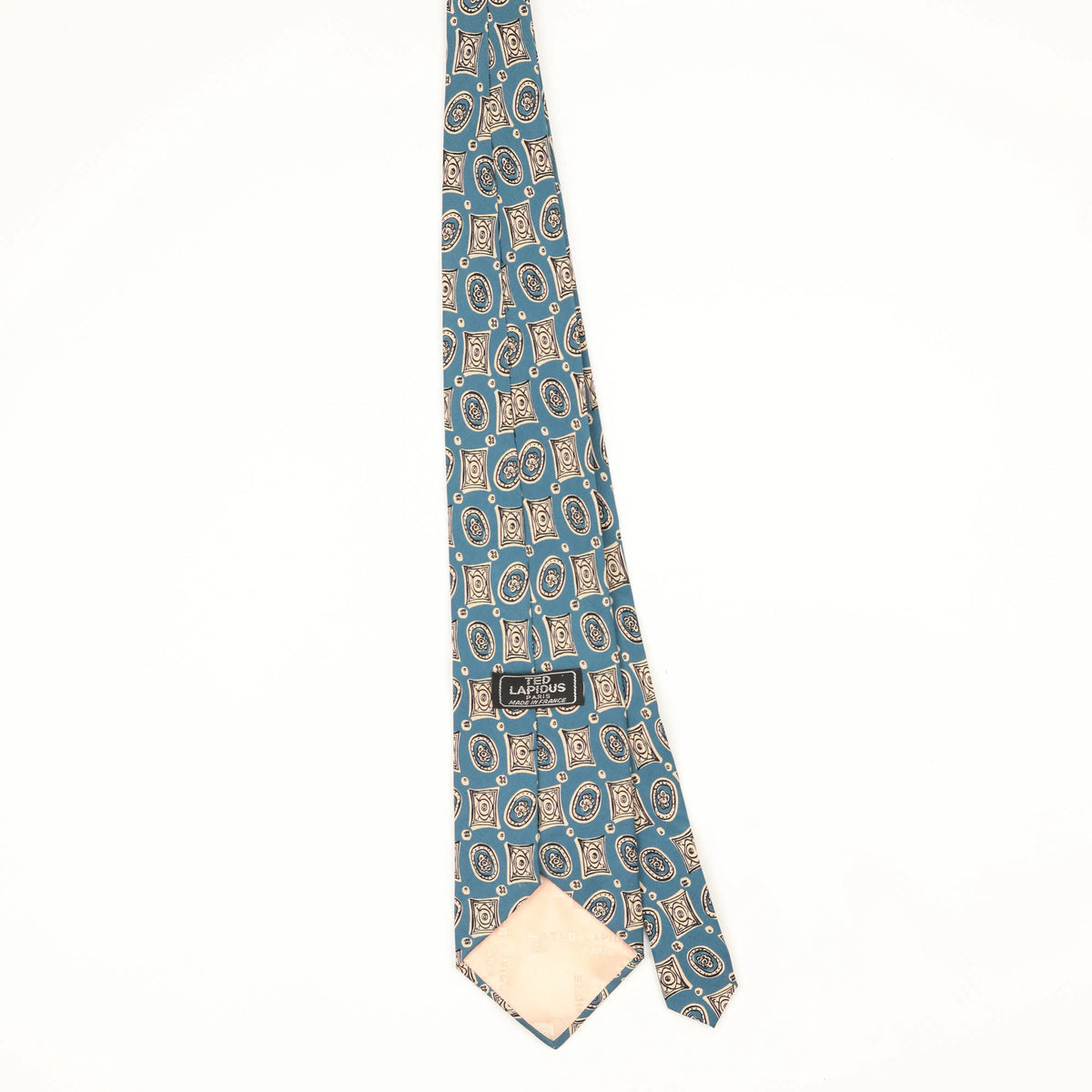 Back Back of Vintage 1980's Ted Lapidus Geometric Patterned Tie