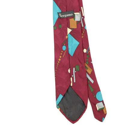 Back Back Detail of Vintage 1990's Shapes Geometric Patterned Tie