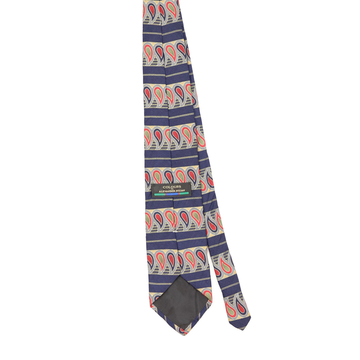 Back Back of Vintage 1990's Alexander Julian Paisley Paisley Patterned Tie