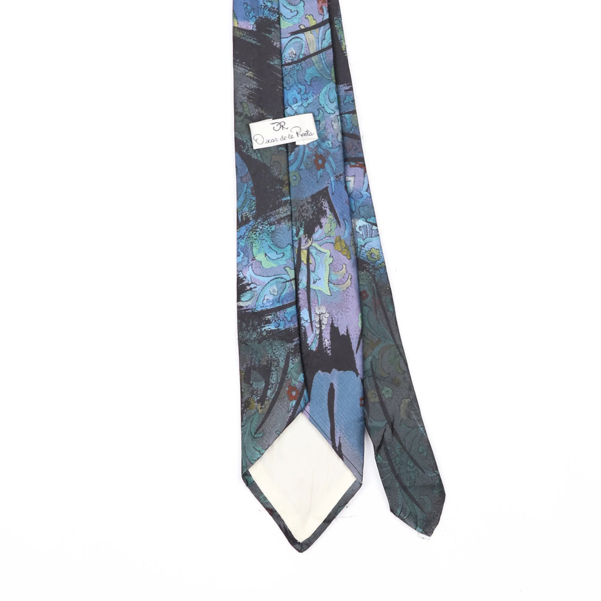 Back Back Detail of Vintage 1990's Oscar De La Renta Abstract Patterned Tie
