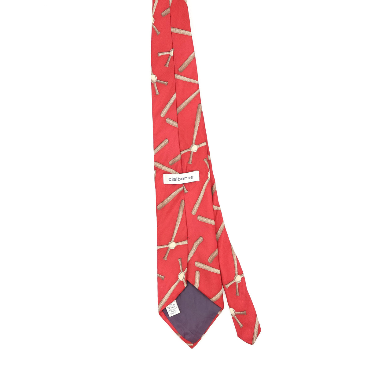 Back Back of Vintage 1990's Claiborne Baseball Geometric Patterned Tie