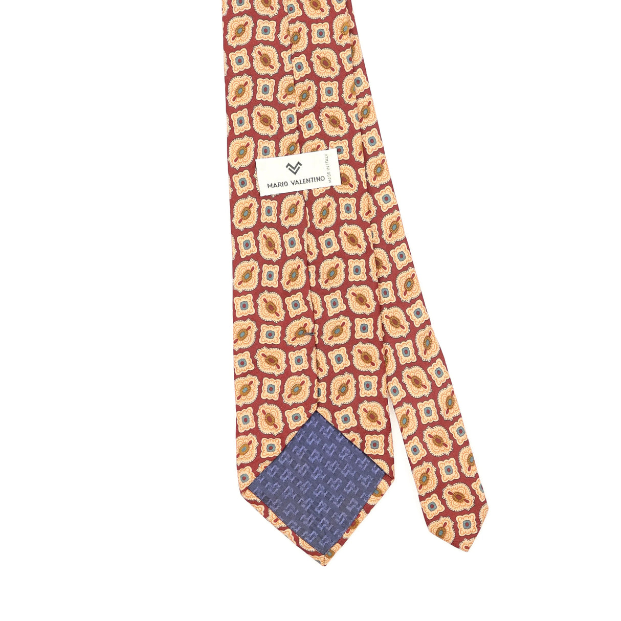 Back Back Detail of Vintage 1990's Mario Valentino Geometric Patterned Tie