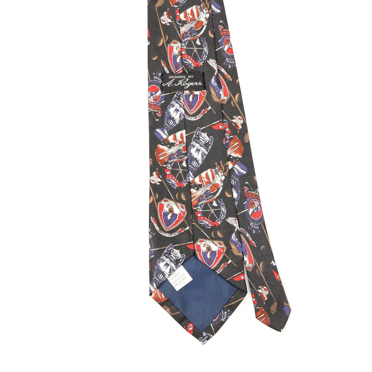 Back Back Detail of Vintage 1990's A. Rogers Golf Cartoon Patterned Tie
