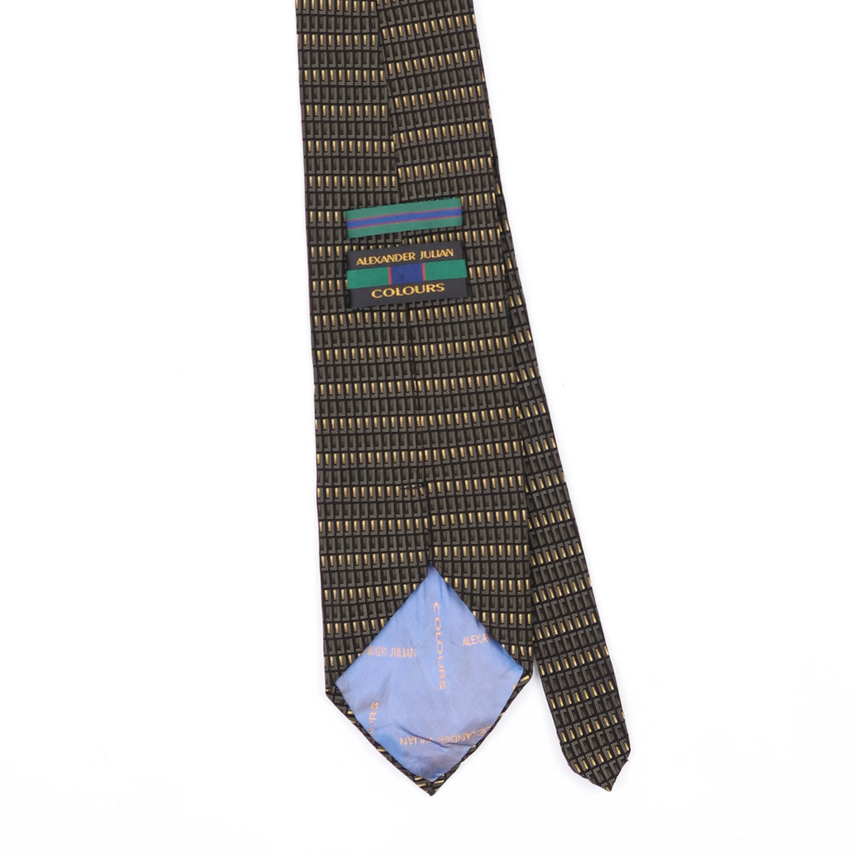 Back Back Detail of Vintage 1990's Alexander Julian Geometric Patterned Tie