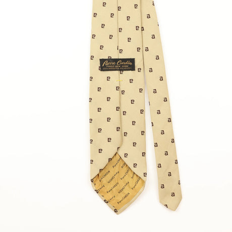 Back Detail of Vintage 1970's Pierre Cardin Monogram Geometric Patterned Tie