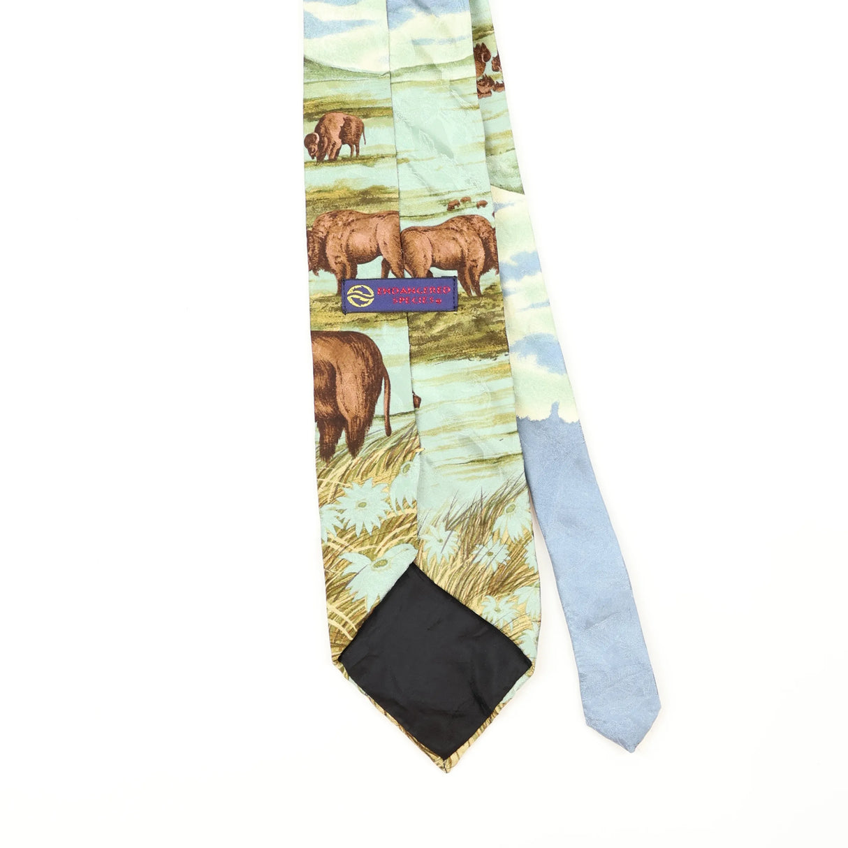 Back Back Detail of Vintage 1990's Damon Bison Animal Print Patterned Tie