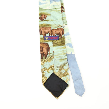Back Back Detail of Vintage 1990's Damon Bison Animal Print Patterned Tie