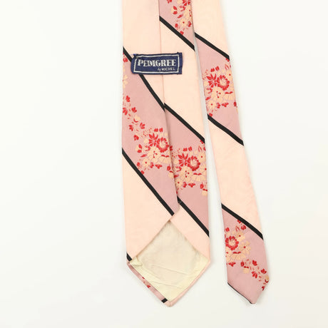 Back Detail of Vintage Striped Floral Patterned Tie
