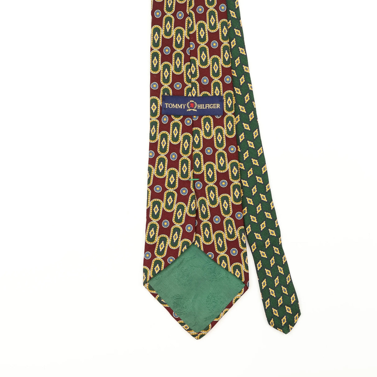 Back Detail of Vintage 1990's Tommy Hilfiger Geometric Patterned Tie