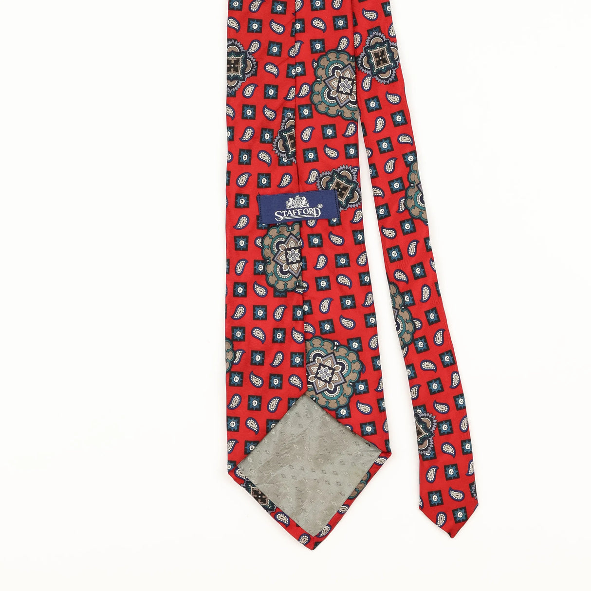 Back Detail of Vintage 1990's Stafford Geometric Patterned Tie