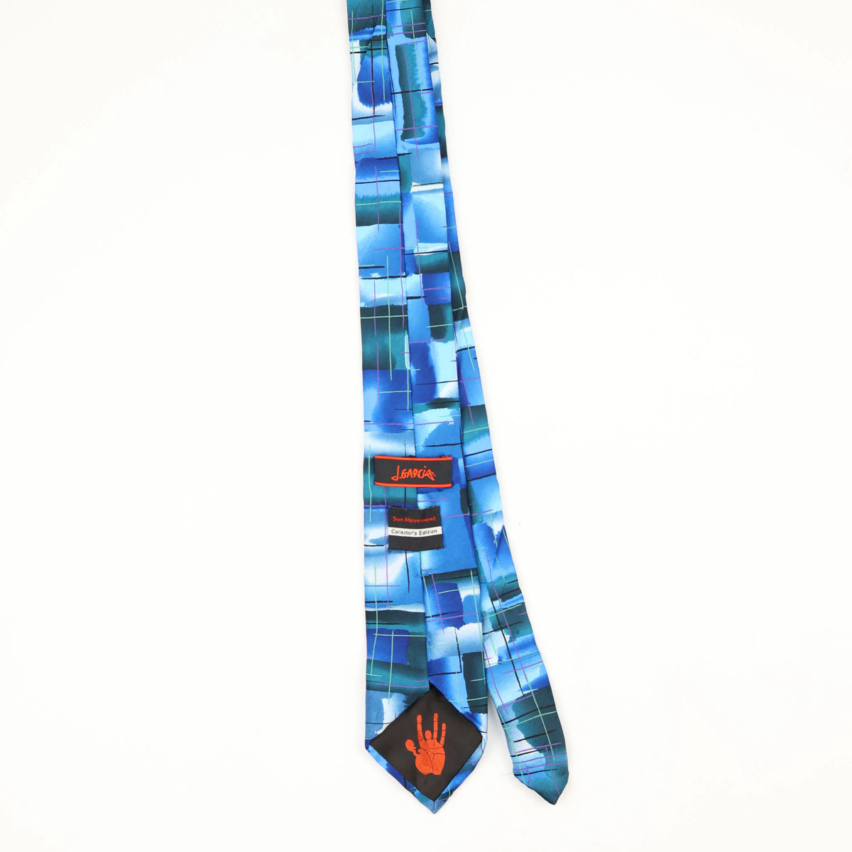 Back Back of Vintage Jerry Garcia Sun Movement Abstract Patterned Tie