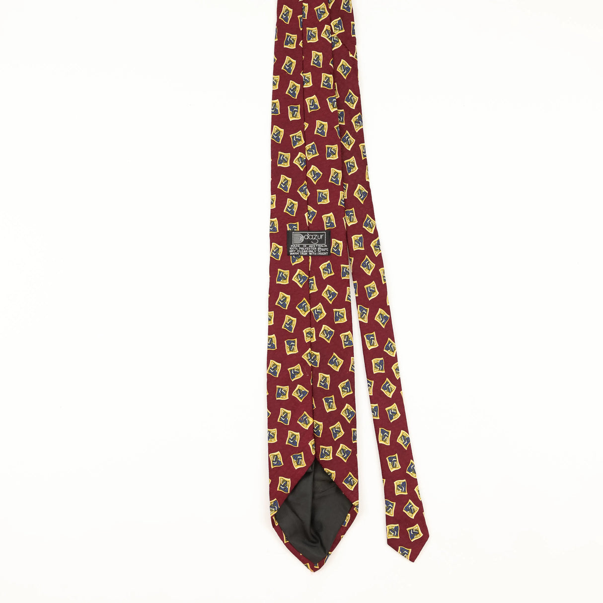Back of Vintage Dazur Geometric Patterned Tie