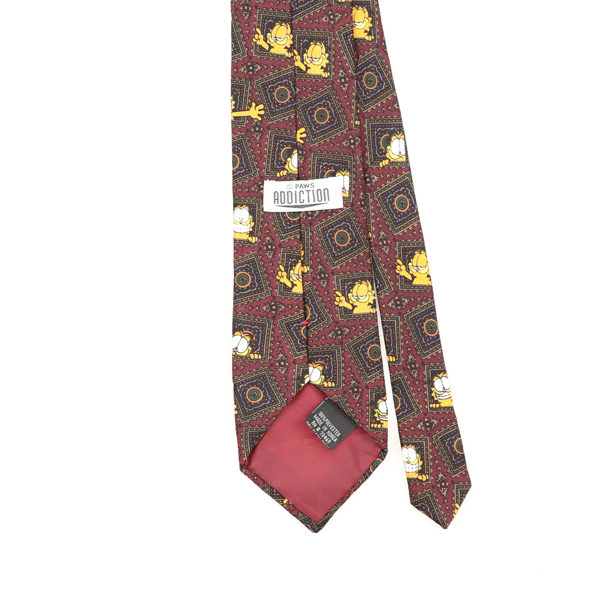 Back Back Detail of Vintage 1990's Addiction Garfield Cartoon Patterned Tie