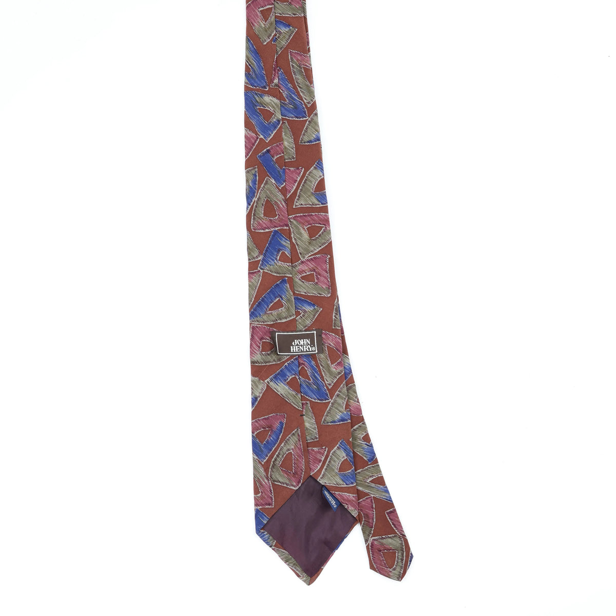 Back Back of Vintage 1990's John Henry Geometric Patterned Tie