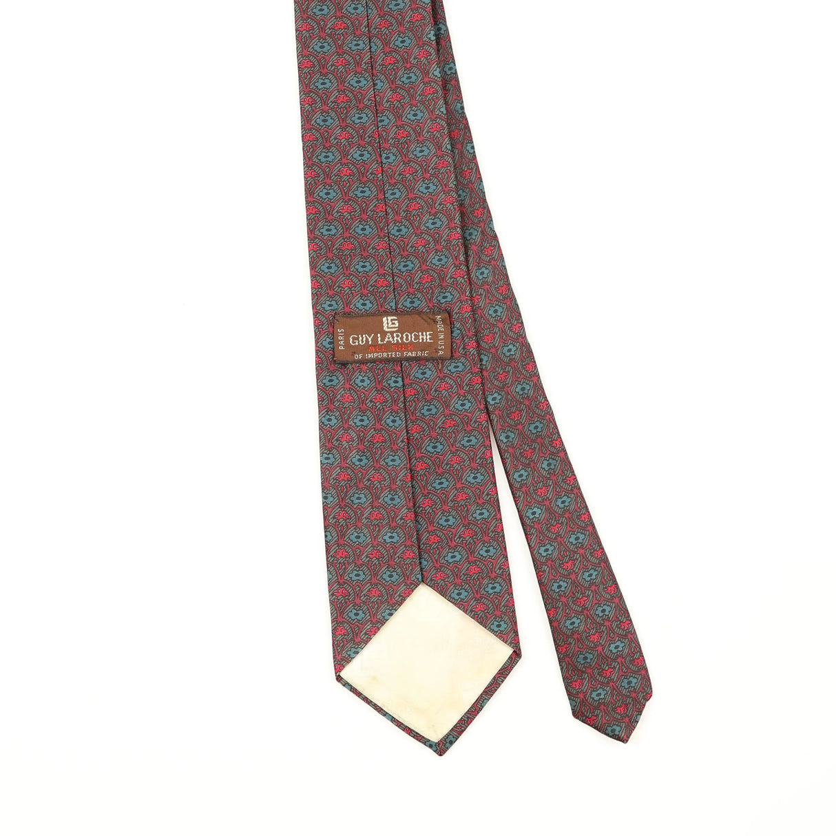 Back Back Detail of Vintage 1990's Guy Laroche Geometric Patterned Tie