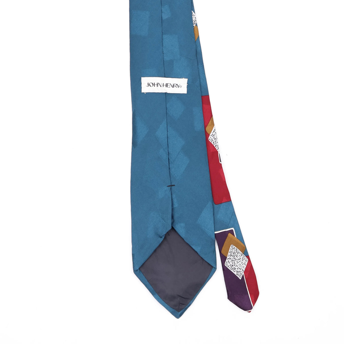 Back Back Detail of Vintage 1990's John Henry Geometric Patterned Tie