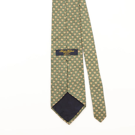 Back Detail of Vintage 1990's Brooks Brothers Elephant Geometric Patterned Tie