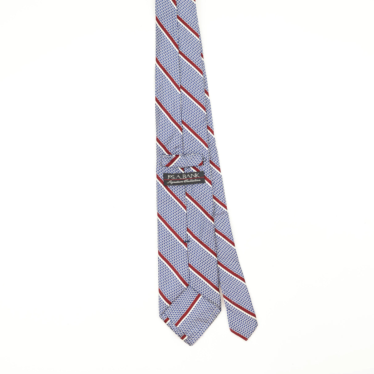 Back Back of Vintage 1990's Jos. A. Bank Striped Patterned Tie