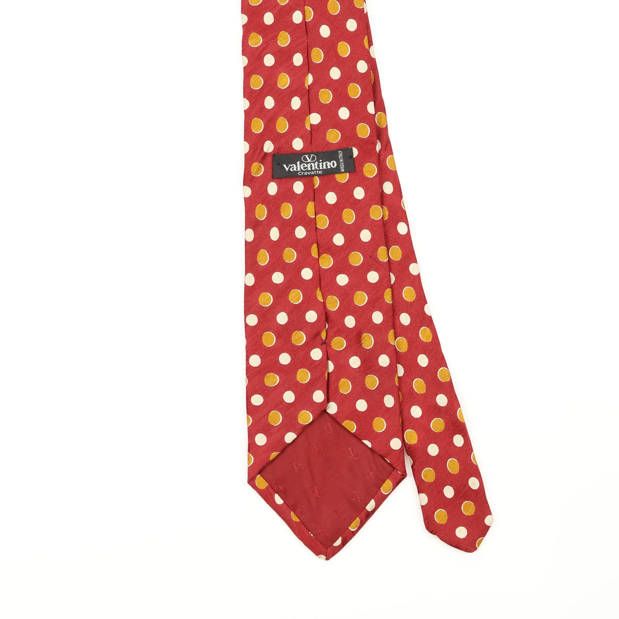Back Detail of Vintage 1990's Valentino Polka Dot Patterned Tie