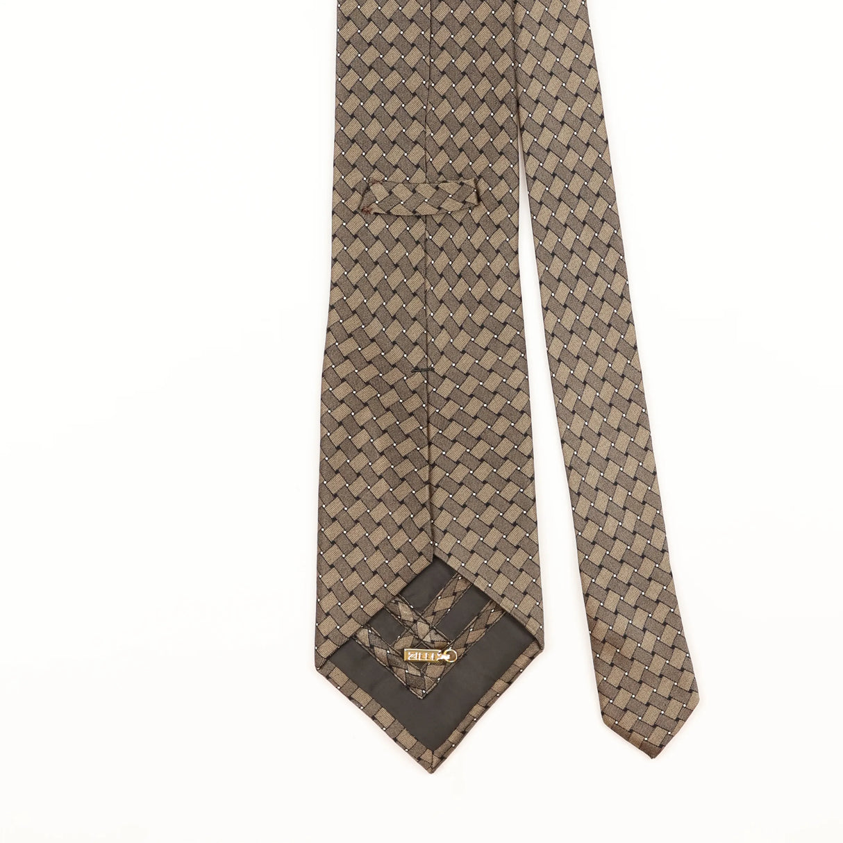 Back Detail of Vintage Zilli Geometric Patterned Tie