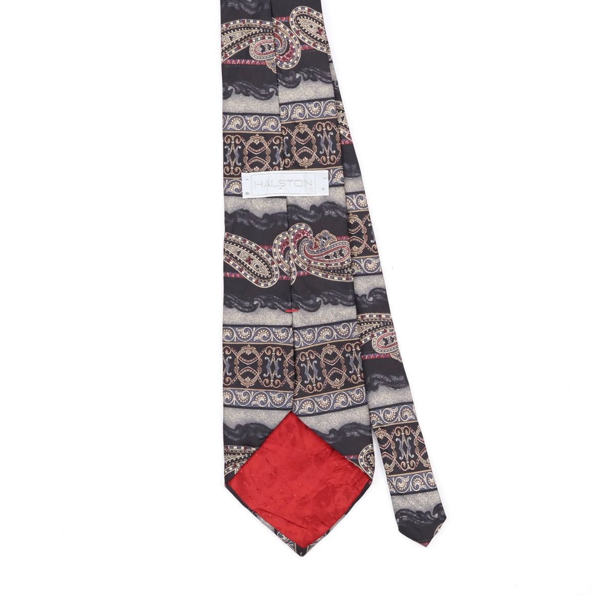 Back Back Detail of Vintage 1990's Halston Paisley Patterned Tie