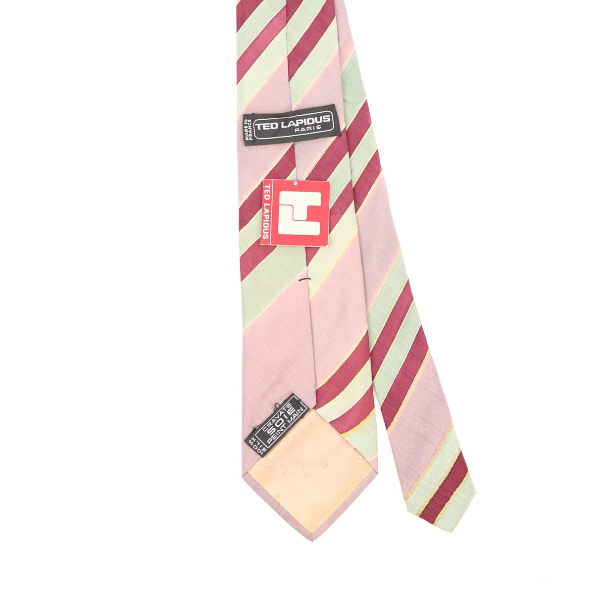 Back Back Detail of Vintage 1980's Ted Lapidus BNWT Striped Patterned Tie