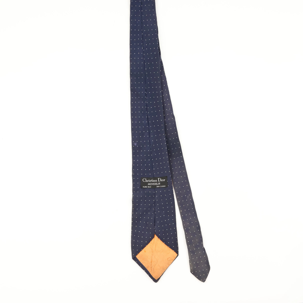 Back of Vintage 1990's Christian Dior Polka Dot Patterned Tie