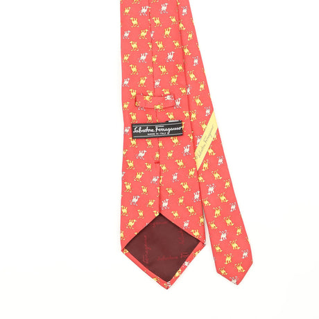 Back Back Detail of Vintage 1990's Salvatore Ferragamo Camels Animal Print Patterned Tie