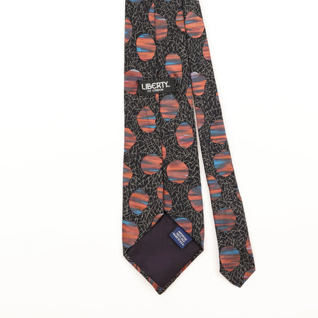 Back Detail of Vintage 1990's Liberty of London Sunset Geometric Patterned Tie