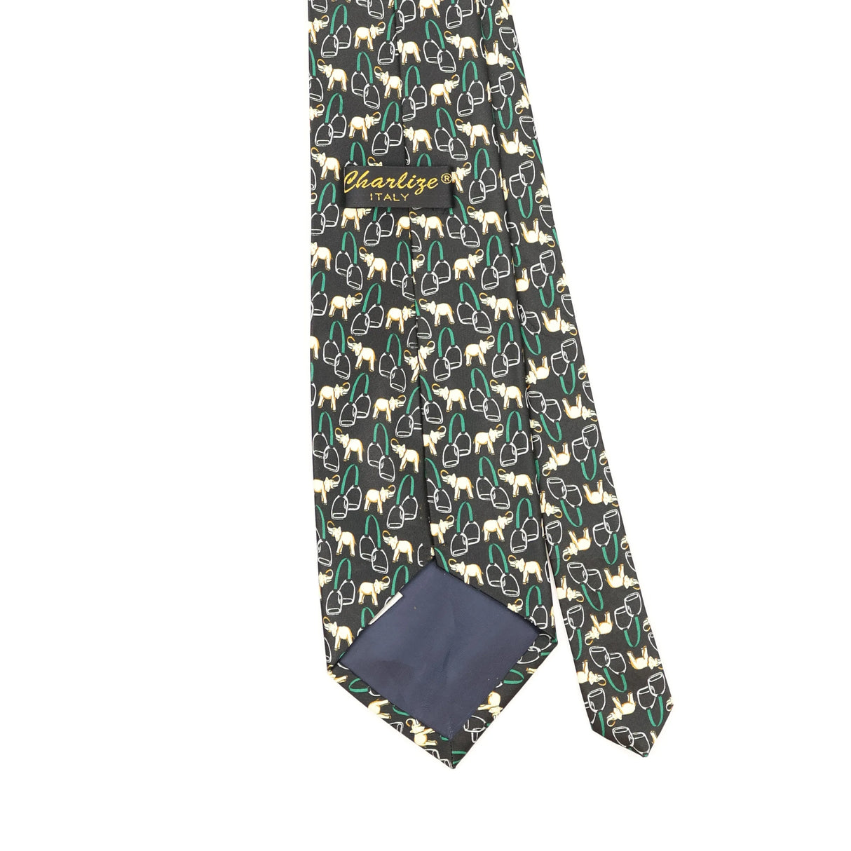 Back Detail of Vintage 1990's Elephant Geometric Patterned Tie