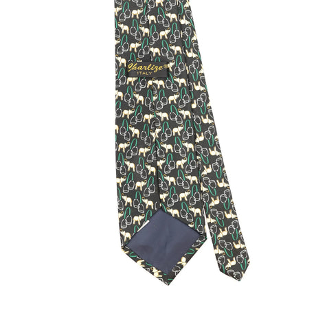 Back Detail of Vintage 1990's Elephant Geometric Patterned Tie