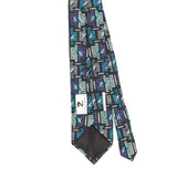 Back Back Detail of Vintage 1990's Mulberry Geometric Patterned Tie
