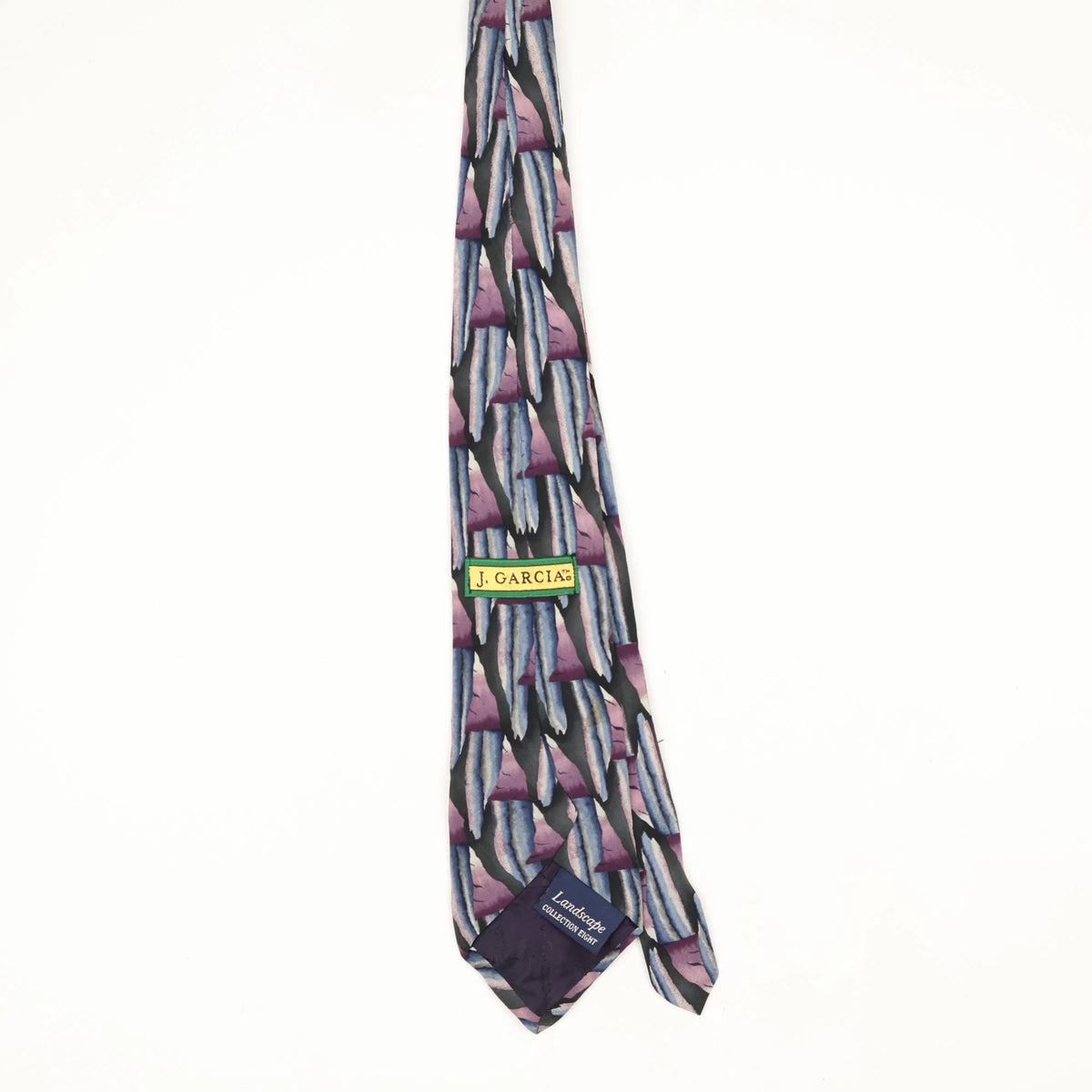 Back Back of Vintage 1990's Jerry Garcia Landscape Abstract Patterned Tie