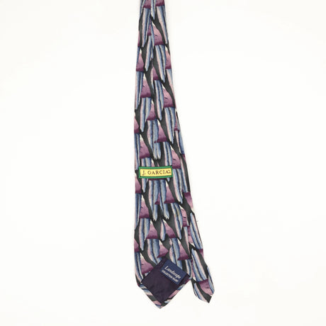 Back Back of Vintage 1990's Jerry Garcia Landscape Abstract Patterned Tie