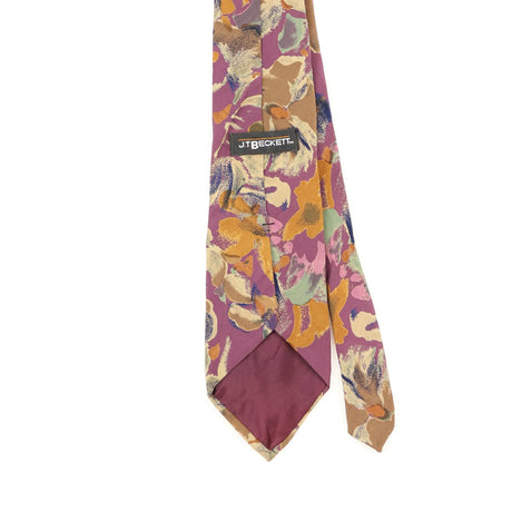 Back Back Detail of Vintage 1990's J.T. Beckett Floral Patterned Tie