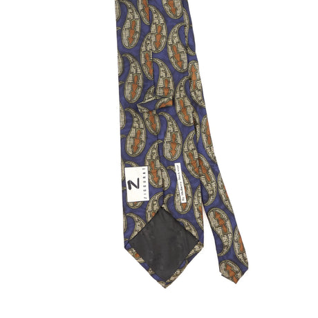 Back Back Detail of Vintage 1990's Mulberry Paisley Patterned Tie