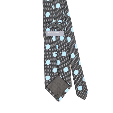 Back Back Detail of Vintage Perry Ellis Polka Dot Patterned Tie