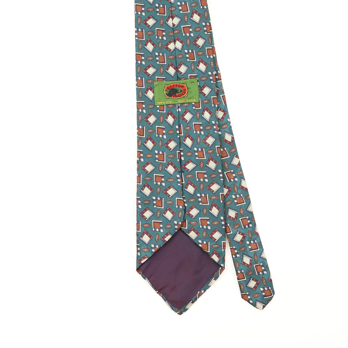 Back Back Detail of Vintage 1990's Boston Traders Geometric Patterned Tie
