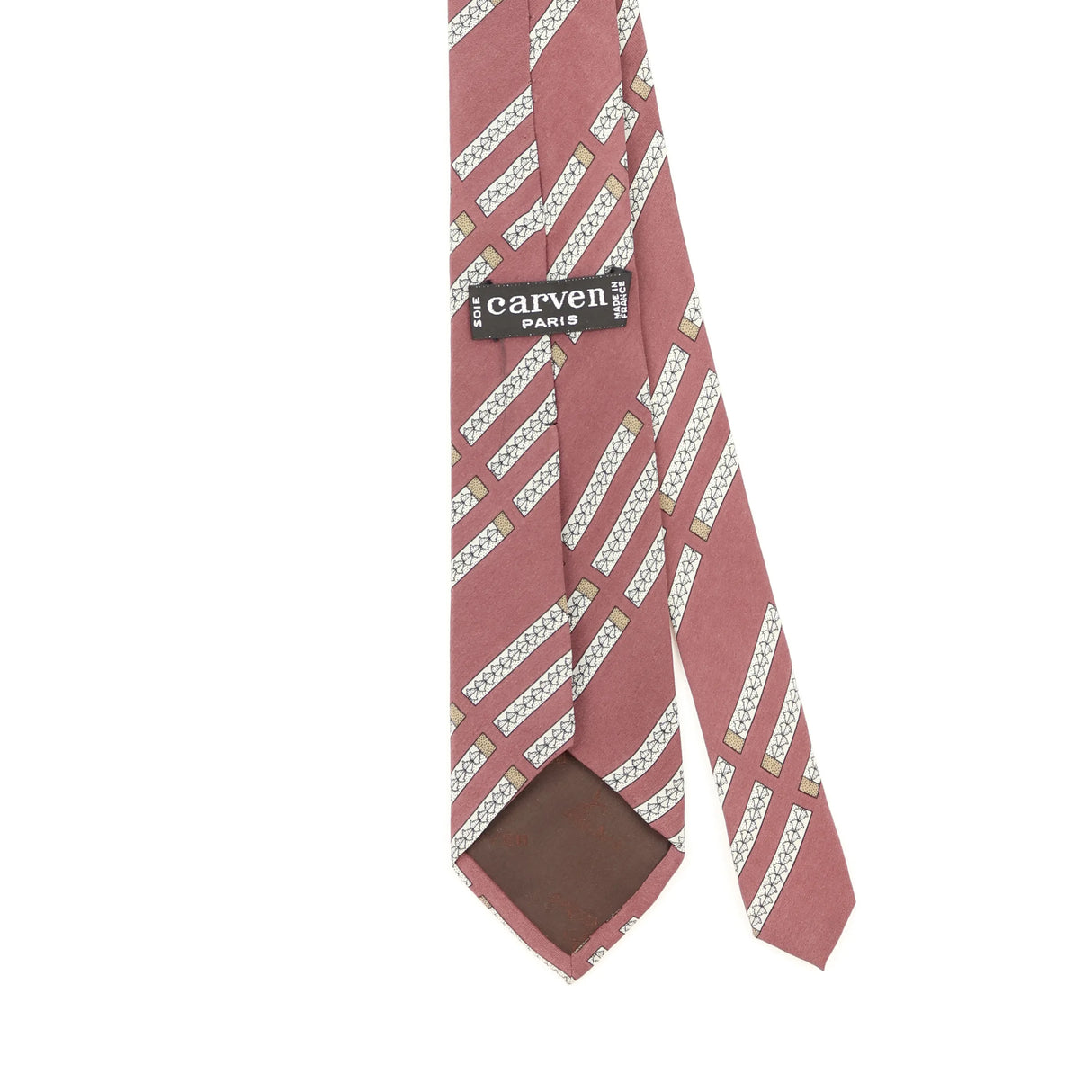 Back Detail of Vintage 1980's Carven Striped Patterned Tie