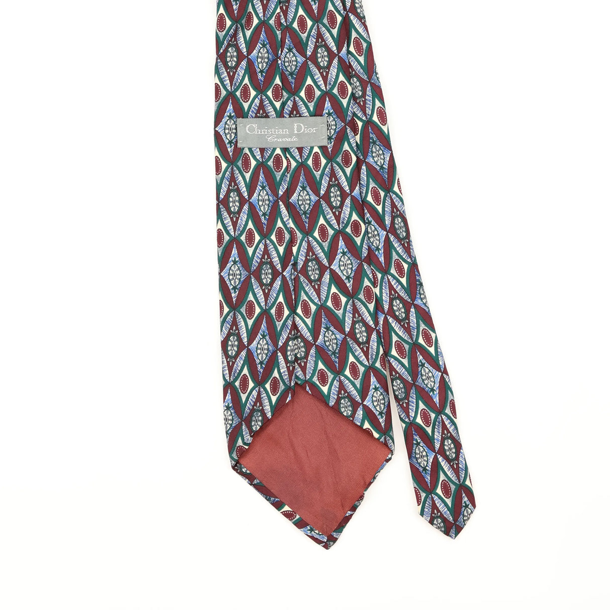 Back Detail of Vintage 1990's Christian Dior Geometric Patterned Tie