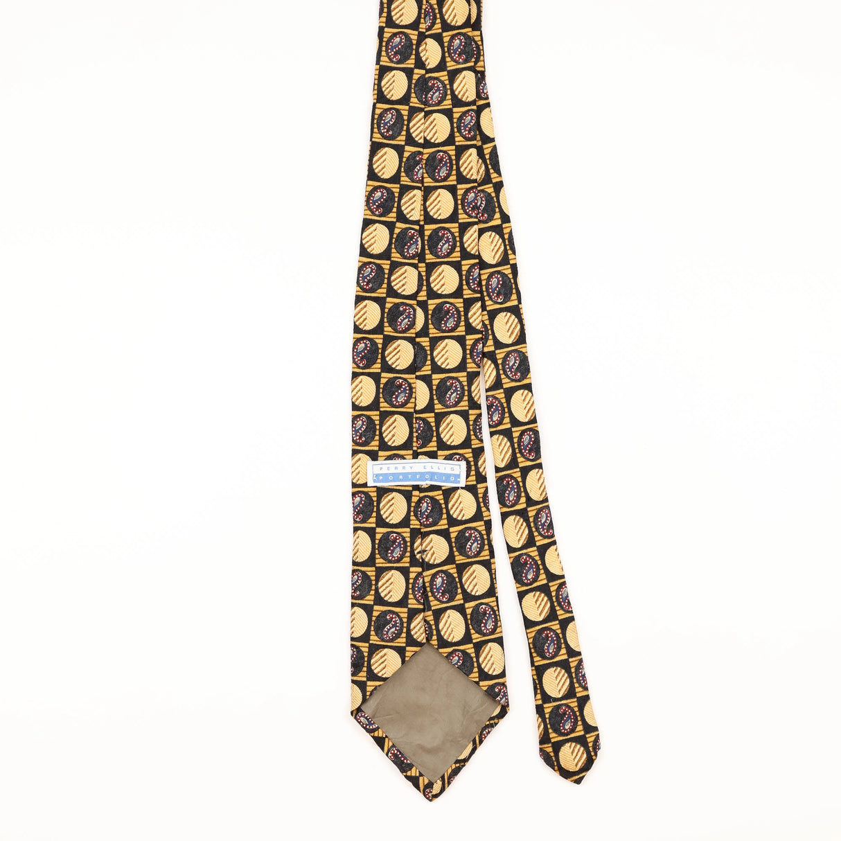 Back of Vintage 1990's Perry Ellis Geometric Patterned Tie
