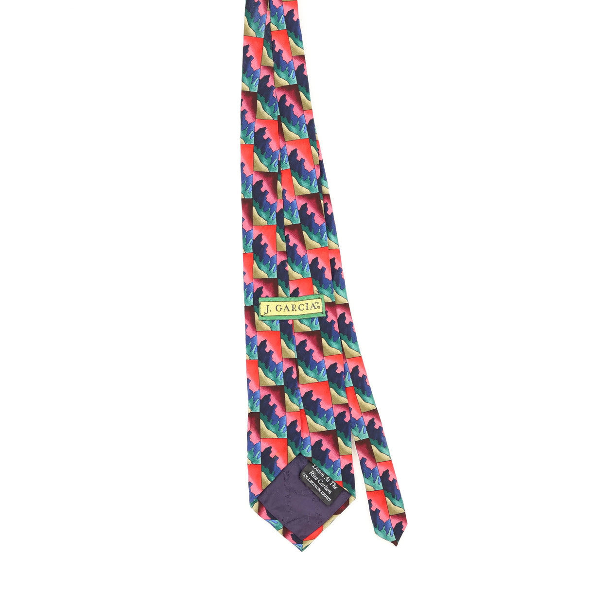 Back Back of Vintage 1990's Jerry Garcia Geometric Patterned Tie