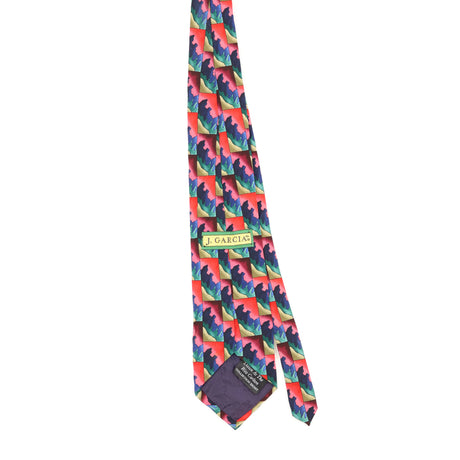 Back Back of Vintage 1990's Jerry Garcia Geometric Patterned Tie