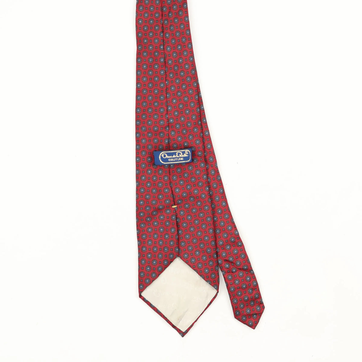 Back Back Detail of Vintage 1990's Oscar De La Renta Geometric Patterned Tie