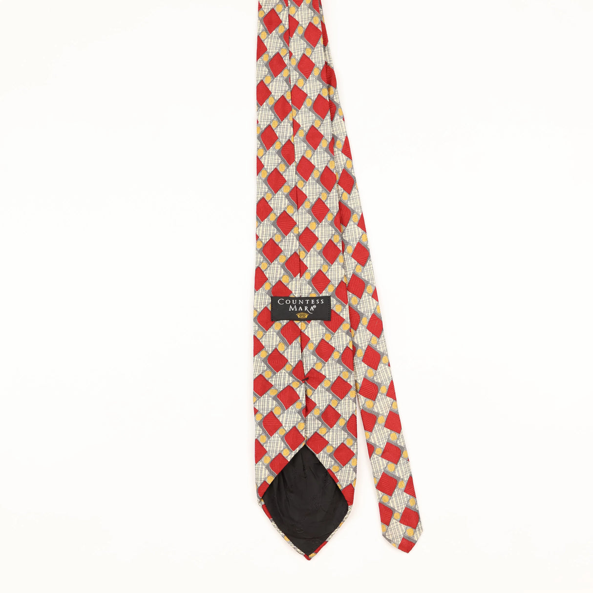 Back of Vintage 1990's Countess Mara Geometric Patterned Tie