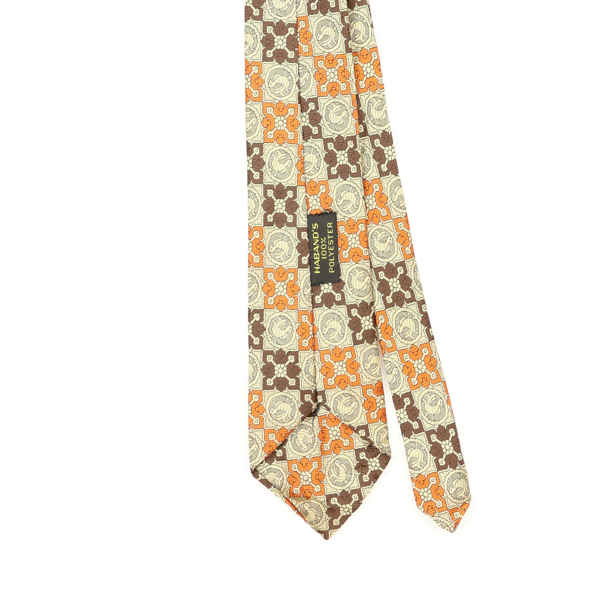 Back Back Detail of Vintage 1970's Haband Geometric Patterned Tie