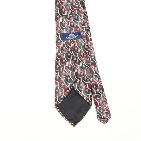 Back Back Detail of Vintage 1990's Stafford Geometric Patterned Tie