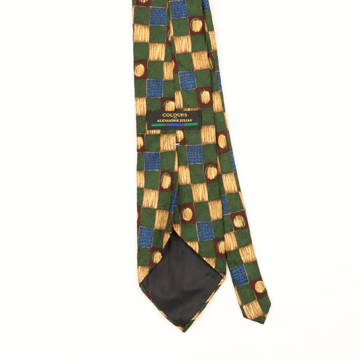 Back Back Detail of Vintage 1990's Alexander Julian Check Patterned Tie