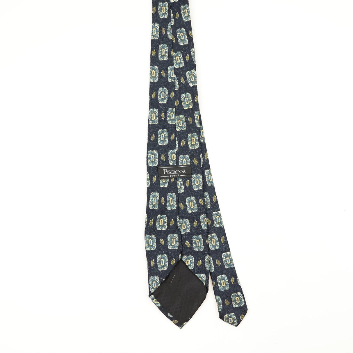 Back Back of Vintage 1990's Jose Piscador Flower Geometric Patterned Tie
