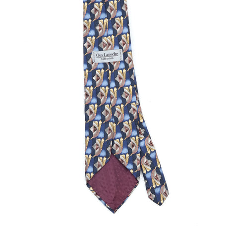 Back Back Detail of Vintage 1990's Guy Laroche Foulard Geometric Patterned Tie